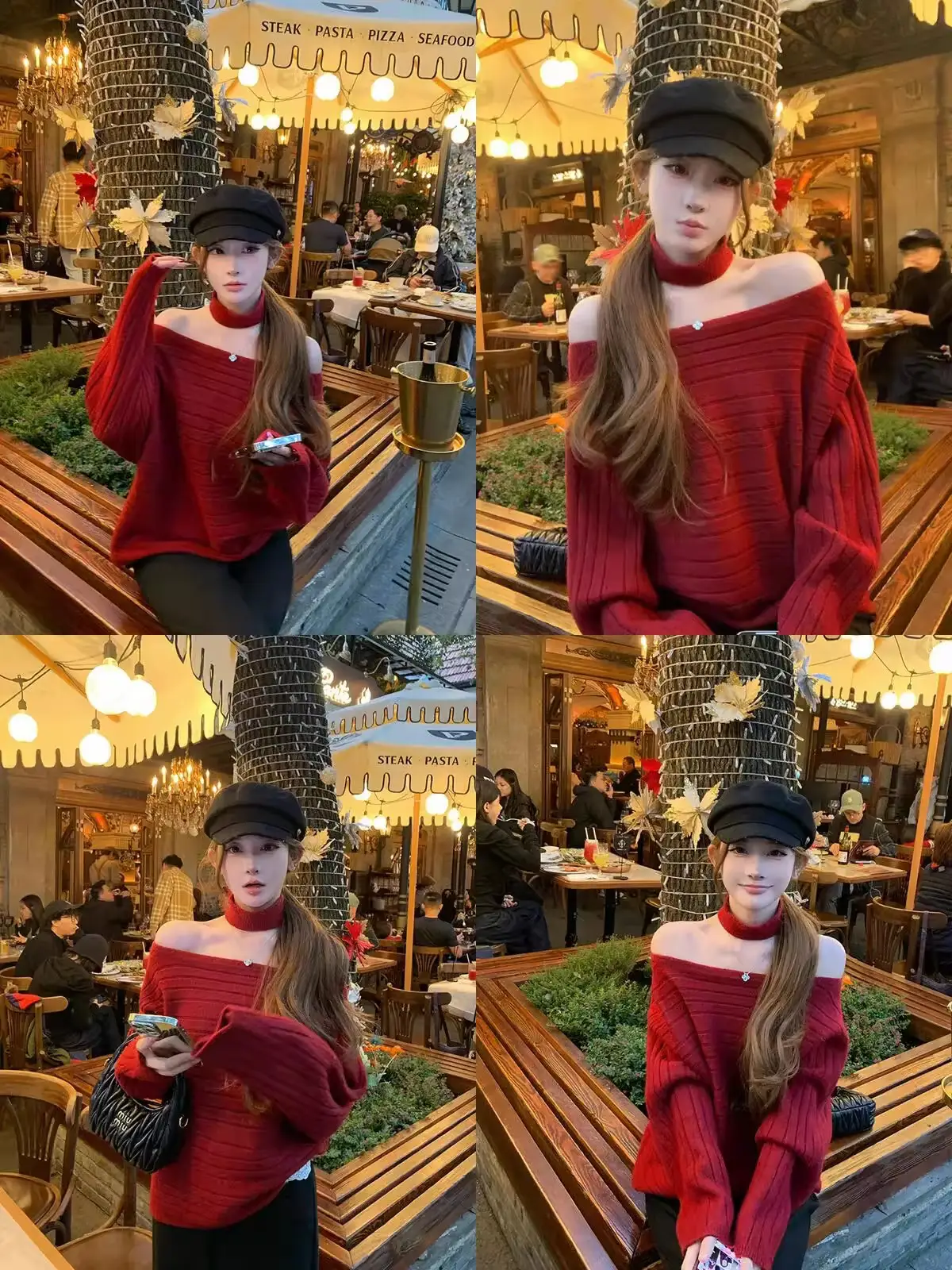 넥워머 포함 2way 오프숄더 울 니트 상세 이미지 2