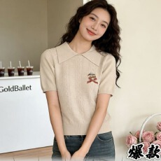 欧货高级感春夏季新款女装纯色针织短袖T恤女多巴胺时尚穿搭上衣