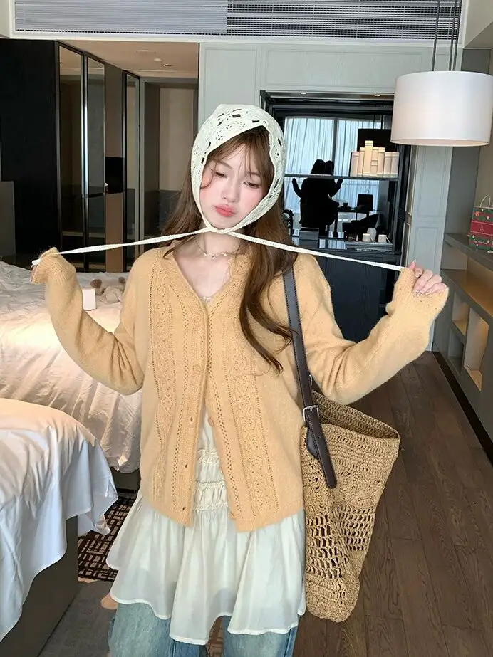모헤어 레이스 칼라 니트 가디건 상세 이미지 1