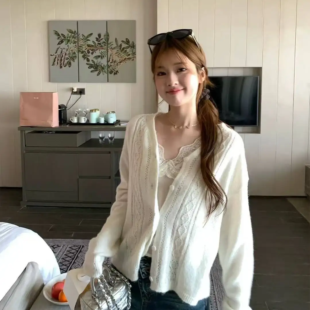 모헤어 레이스 칼라 니트 가디건 상세 이미지 3