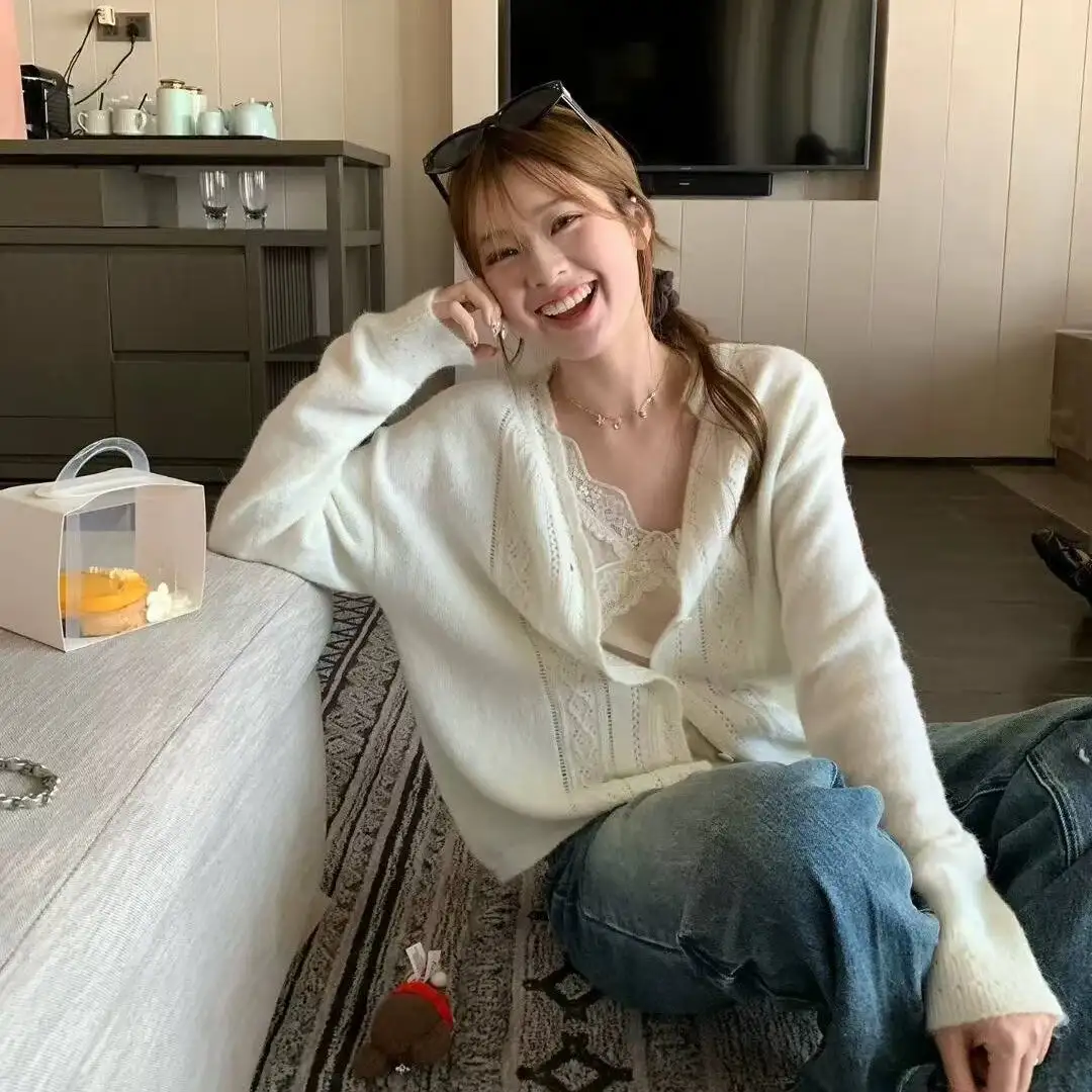 모헤어 레이스 칼라 니트 가디건 상세 이미지 4