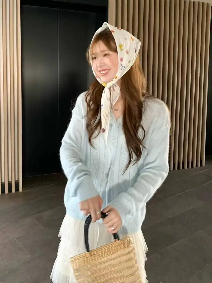 모헤어 레이스 칼라 니트 가디건 상세 이미지 6