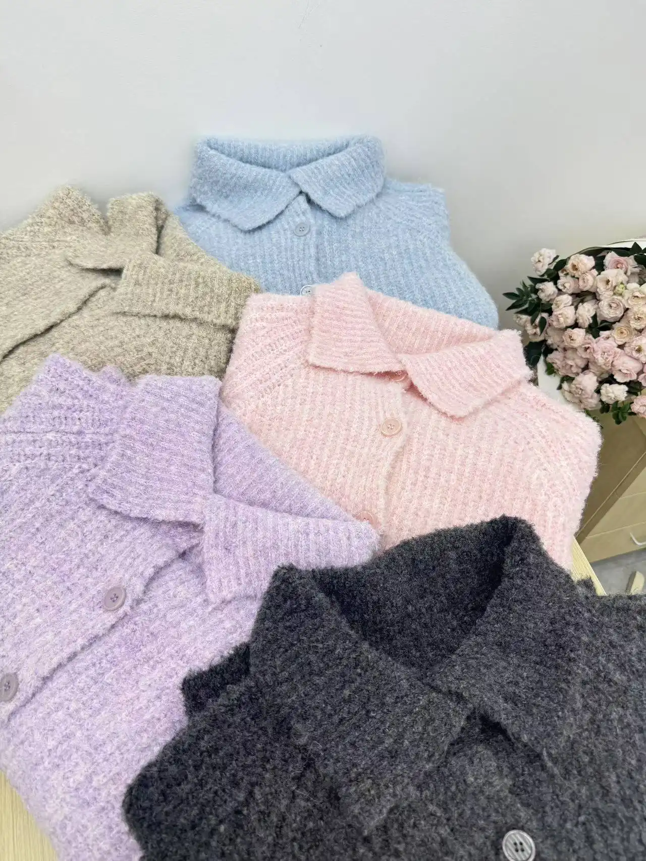 한국인기 폴드 칼라 알파카 가디건 상세 이미지 6
