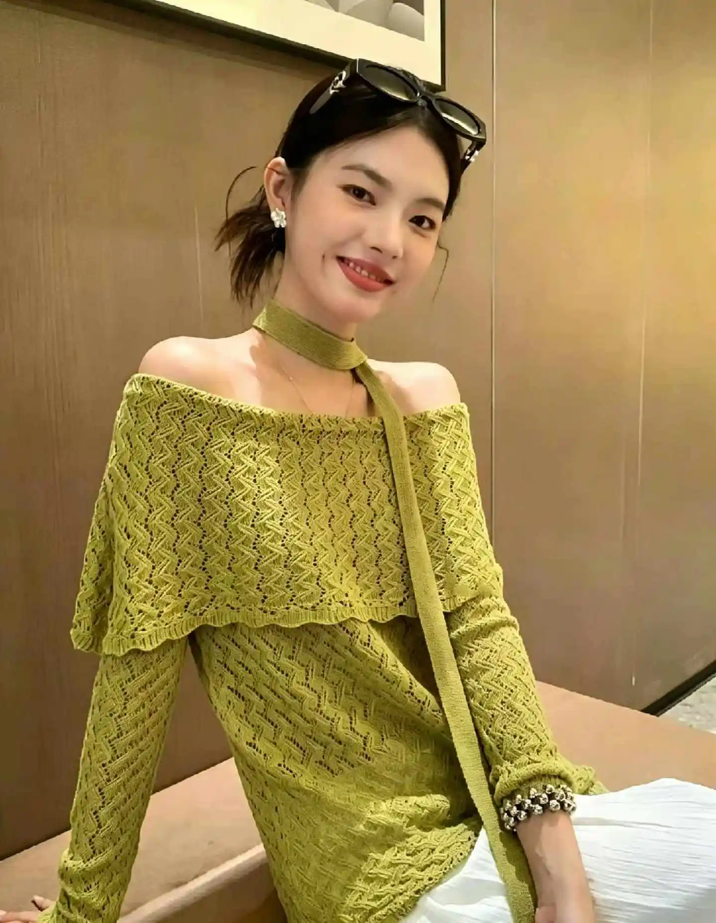 오프숄더 레이스 니트 상세 이미지 3