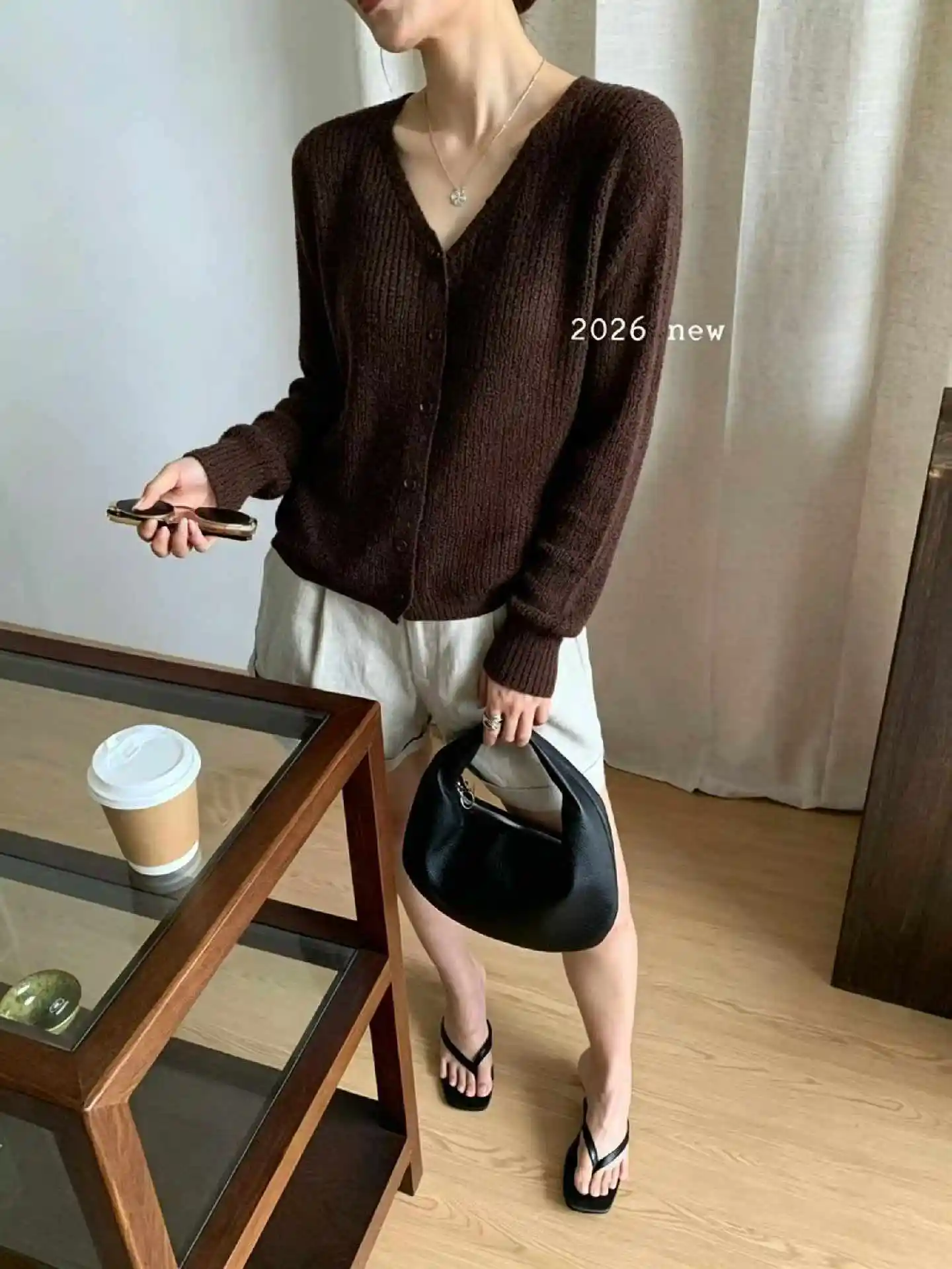 한국인기 V넥 캔디컬러 단추 가디건 상세 이미지 8