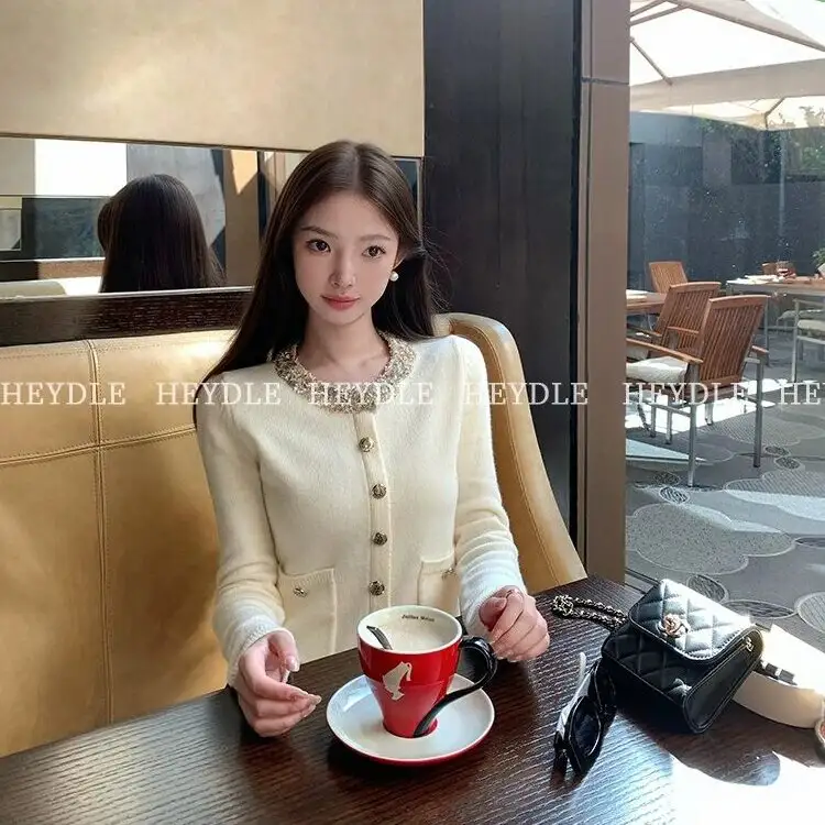플라워 혼방 니트 가디건 상세 이미지 4