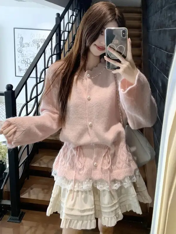 진주 단추 레이스 가디건 상세 이미지 4