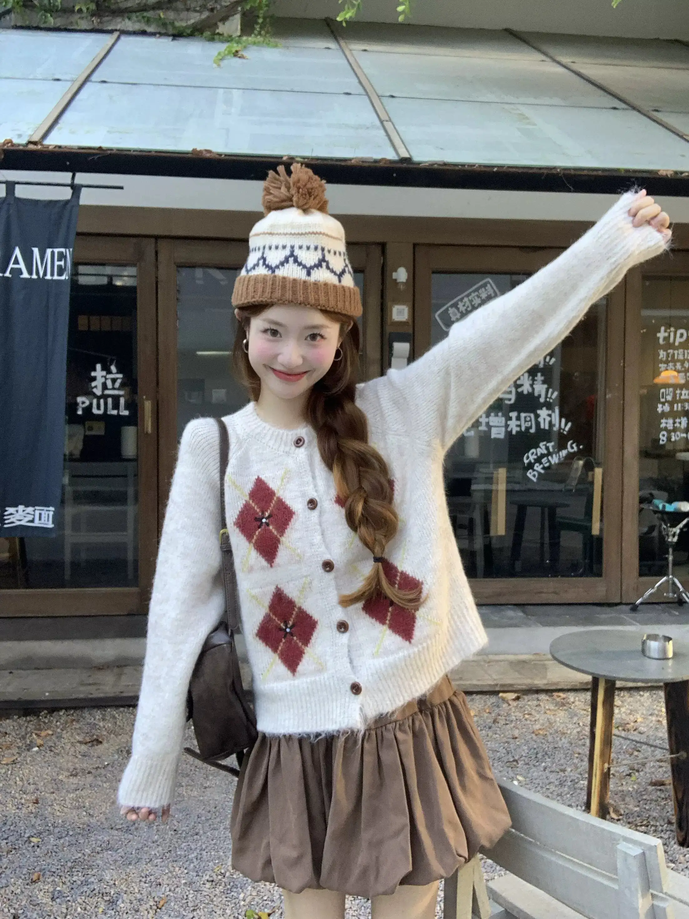 루즈핏 프레피 스타일 가디건 상세 이미지 2