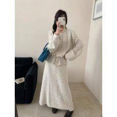 批发慵懒风休闲套装女洋气复古上衣巨好看的两件套冬装新款显瘦<b class='q'>半身裙</b>