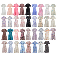 批发实拍宫廷风<b class='q'>走</b><b class='q'>秀</b> 36色设计感重工钉钻短袖单排扣连衣长裙+吊带