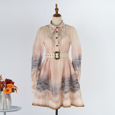 批发实拍新款2026度假成衣丝麻海洋图案迷你<b class='q'>连衣裙</b>