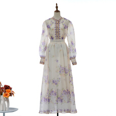 批发实拍新款佩斯利印花工艺玫瑰花开松紧腰超大裙摆套装裙36色