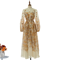 批发实拍新款重工艺定位手工吊吊花长款<b class='q'>连衣裙</b>两件套 16色