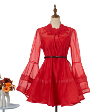 批发实拍2026度假成衣新款桑蚕丝<b class='q'>灯笼</b>廓形迷你连衣<b class='q'>裙</b>2 色