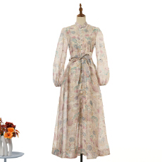 批发实拍奢华45色钉钻系带超修身大摆型丝麻长款<b class='q'>连衣裙</b>配吊带