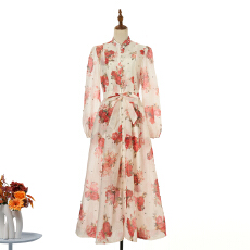 批发实拍奢华45色钉钻系带超修身大摆型丝麻长款<b class='q'>连衣裙</b>配吊带