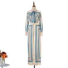 批发实拍2026度假成衣新款真丝宽松版型领部系带<b class='q'>衬衫</b>长<b class='q'>裤</b>套<b class='q'>装</b>