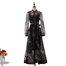 批发实拍奢华47色钉钻系带超<b class='q'>修身</b>大摆型丝麻长款连衣<b class='q'>裙</b>配吊带