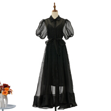 批发实拍新款优雅泡泡夏季短袖蓬松钉钻大摆裙女<b class='q'>连衣裙</b>聚会裙 5 色