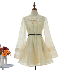 批发实拍2026度假成衣新款桑蚕丝灯笼廓形迷你连衣裙3色