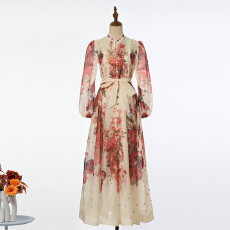 批发实拍新款定位花钻石长款大裙摆连衣裙 2 件套 9色