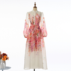 批发实拍新款重工艺定位手工吊吊花长款<b class='q'>连衣裙</b>两件套 24色