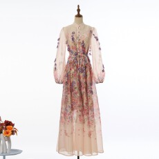 批发实拍新款重工艺定位手工吊吊花长款<b class='q'>连衣裙</b>两件套 24色