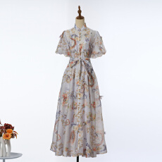 批发实拍新品<b class='q'>宫廷</b>风重工立体花朵泡泡袖<b class='q'>连衣裙</b>+印花吊带 19色新增色
