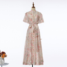 批发实拍新品<b class='q'>宫廷</b>风重工立体花朵泡泡袖<b class='q'>连衣裙</b>+印花吊带 20色新增色