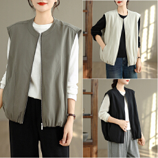 批发实拍Xh立体分割裁剪拉链宽松显瘦马甲春秋新款