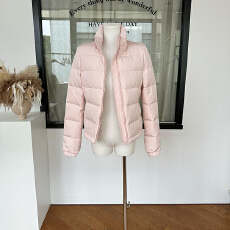 批发韩雨嘉<b class='q'>婴儿</b>粉90白鸭绒纯色立领羽绒服女冬季短款收腰加厚<b class='q'>外套</b>