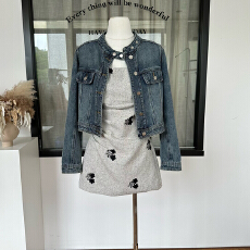 批发画解WAHJU 极光之舞 早春复古刺绣印花气质掐腰显瘦吊带<b class='q'>连衣裙</b>女