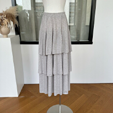 批发理理芋头 5米用料 松紧腰淡人苎麻中长款灰色百搭蛋糕<b class='q'>半身裙</b>女夏