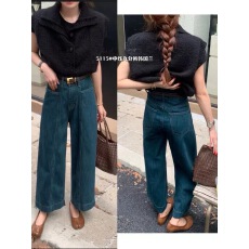 批发DIMO5115中线设计阔腿<b class='q'>牛仔裤</b><b class='q'>女</b>2025春秋<b class='q'>韩版</b>宽松直筒九分奶奶裤