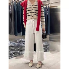 批发巴布<b class='q'>牛仔裤</b>女Kabodo卡布秋季新款九分阔腿裤高腰奶奶裤71608