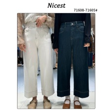 批发巴布<b class='q'>牛仔裤</b>女Kabodo71608早秋阔腿奶奶裤高腰遮肉九分直筒裤