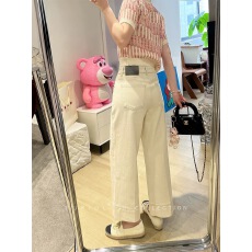 批发小羽家<b class='q'>牛仔裤</b>女2025早秋新款阔腿裤宽松显瘦高腰米<b class='q'>白色</b>九分奶奶裤