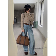 批发欧货62180高腰阔腿<b class='q'>牛仔裤</b><b class='q'>女</b>加绒2025冬新款<b class='q'>韩版</b>百搭宽松直筒长裤