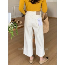 批发卡布85103<b class='q'>牛仔裤</b>女2025早春<b class='q'>白色</b>新款阔腿裤Kabodo高腰两扣奶奶裤