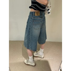 批发五分牛仔<b class='q'>裤</b>女春夏季<b class='q'>新款</b>金靖同款中<b class='q'>裤</b>韩版高腰宽松灯笼<b class='q'>裤</b>