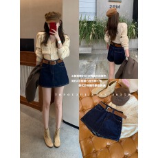 批发TOP 欧制春季美式复古A字工装裙<b class='q'>裤</b>裙<b class='q'>裤</b>61511