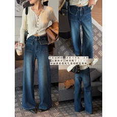 批发素心兰YOUMO春季<b class='q'>韩版</b>新款四面弹双扣设计阔腿直筒裤<b class='q'>牛仔裤</b>38196-2