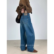 批发巴布68528<b class='q'>牛仔裤</b>女2026春季新款阔腿裤Kabodo高腰宽松拖地弯刀裤