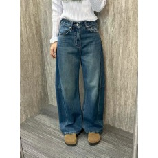 批发Kabodo68528卡布<b class='q'>牛仔裤</b>女春杨幂同款阔腿高腰蓝色显瘦弯刀裤