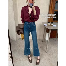 批发DIMO四面弹九分微喇<b class='q'>牛仔裤</b>女2025秋季新款高腰小个子喇叭裤子8599