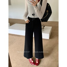 批发巴布73157<b class='q'>牛仔裤</b>女2026春新款阔腿裤Kabodo高腰黑色九分奶奶裤