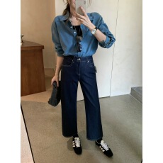 批发Boyiyiyi直筒<b class='q'>牛仔裤</b>女2026春新款高腰四面弹九分烟管裤63990