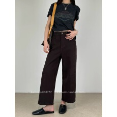 批发巴布68737<b class='q'>牛仔裤</b>女2026春季新款阔腿裤Kabodo高腰咖色九分奶奶裤