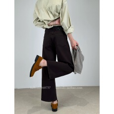 批发巴布68737<b class='q'>牛仔裤</b>女2026春季新款阔腿裤Kabodo高腰咖色九分奶奶裤