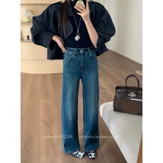 批发巴布92203<b class='q'>牛仔裤</b>女2026春季新款窄版阔腿裤Kabodo高腰复古拖地裤